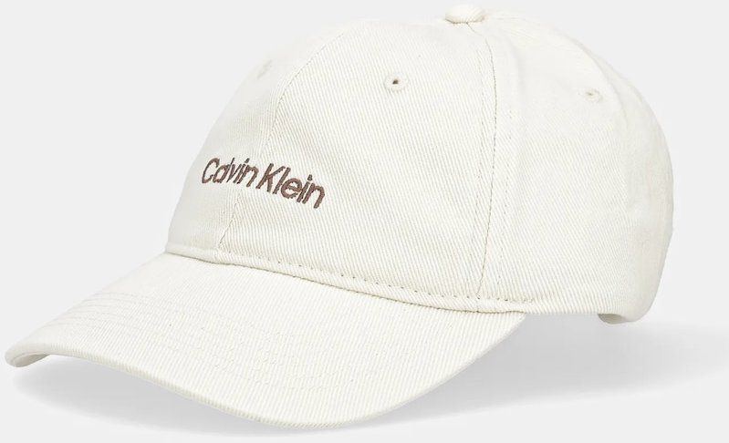 Bavlnená šiltovka Calvin Klein béžová farba, s nášivkou, LV04G5068G