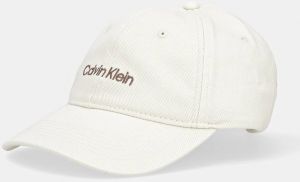 Bavlnená šiltovka Calvin Klein béžová farba, s nášivkou, LV04G5068G