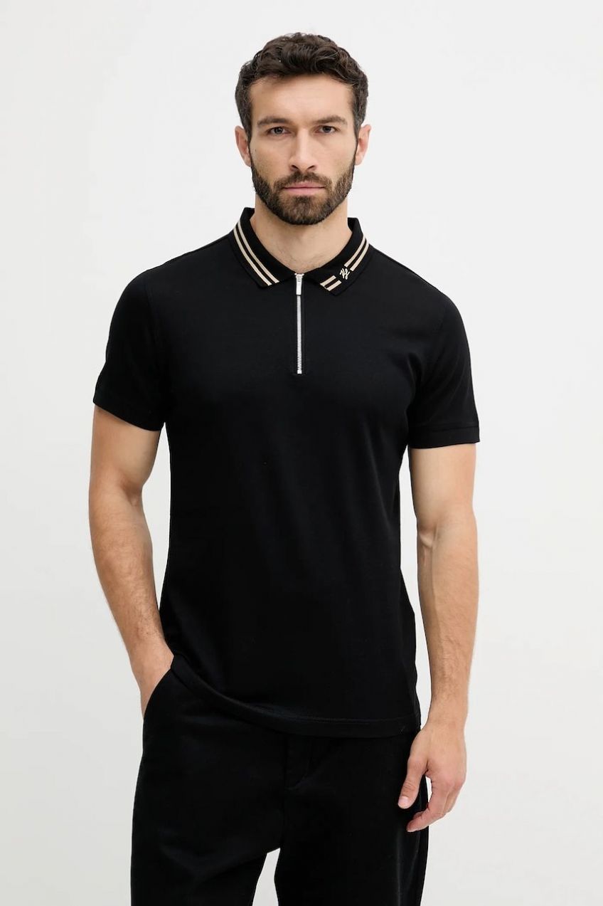 Bavlnené polo tričko Karl Lagerfeld čierna farba, jednofarebné, 553201.745004
