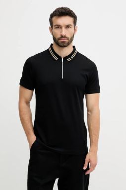 Bavlnené polo tričko Karl Lagerfeld čierna farba, jednofarebné, 553201.745004