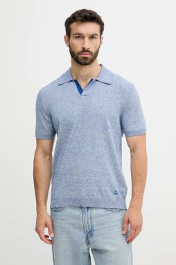 Polo tričko United Colors of Benetton pánske, tmavomodrá farba, melanžové, 115RK301I
