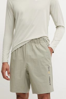 Športové krátke nohavice adidas TERREX x National Geographic zelená farba, JD5844