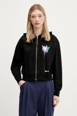 Bavlnená mikina Karl Lagerfeld Jeans čierna farba, s kapucňou, s potlačou, A3W20041