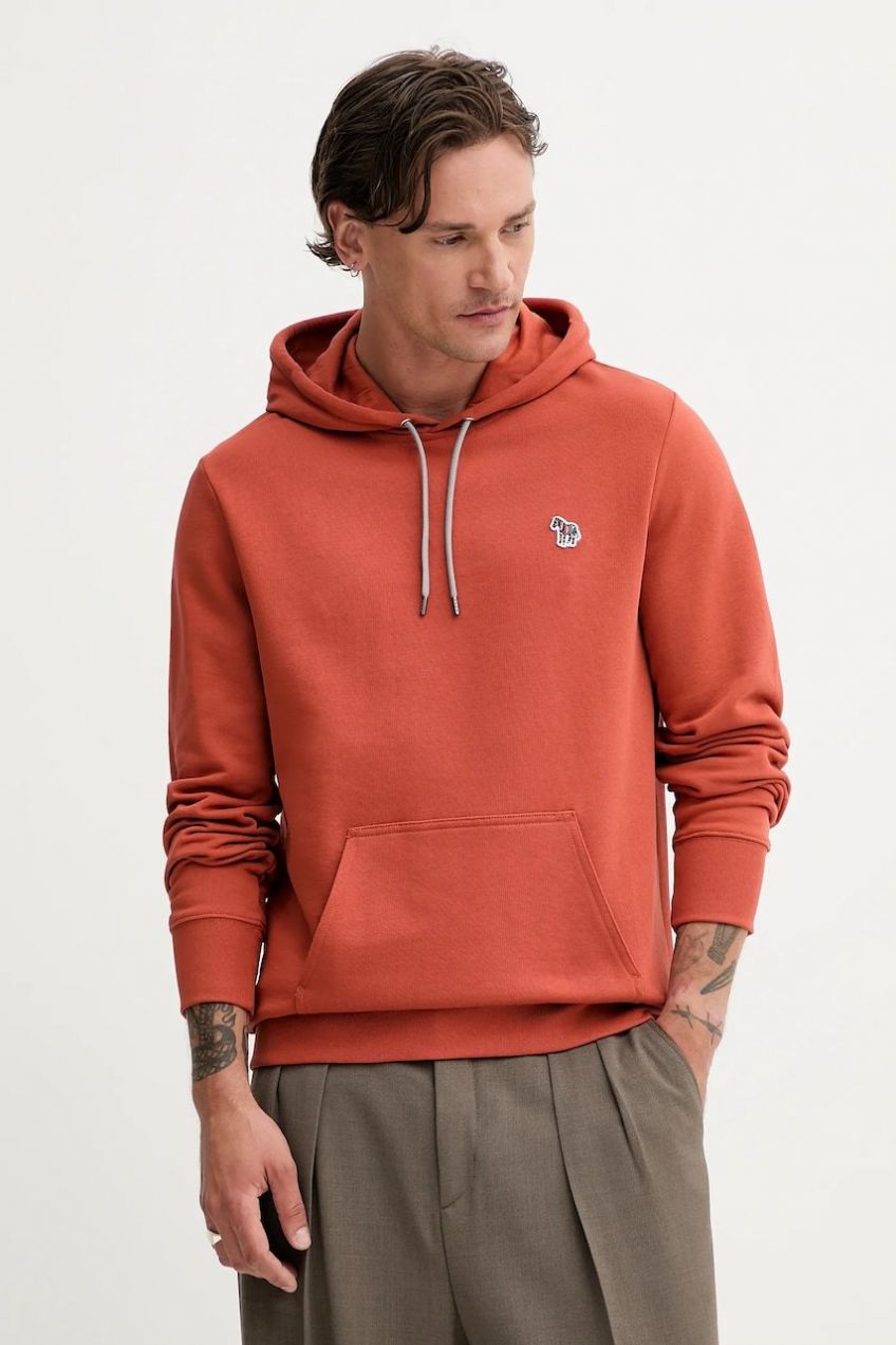 Bavlnená mikina PS Paul Smith oranžová farba, s kapucňou, jednofarebná, M2R-284SZ-T21116