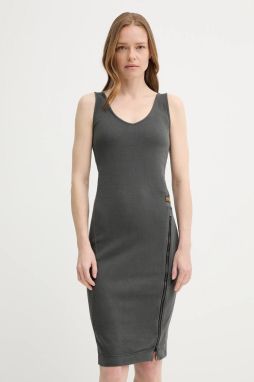 Bavlnené šaty G-Star šedá farba, midi, priliehavé, D26593-E040