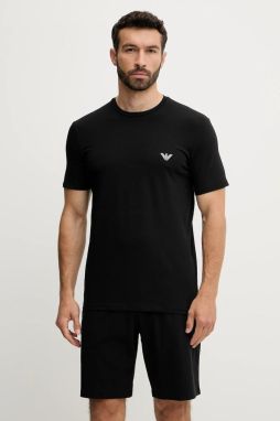 Pyžamo Emporio Armani Underwear pánske, čierna farba, s potlačou, EM000400 AF10772