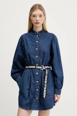 Rifľové šaty Karl Lagerfeld Jeans tmavomodrá farba, mini, rovný strih, A3W13014