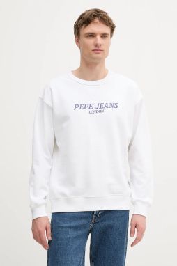 Bavlnená mikina Pepe Jeans biela farba, vzorovaná, PM582922