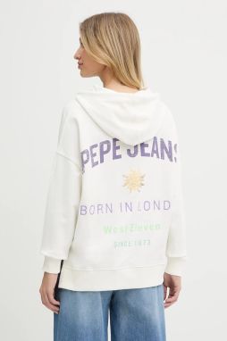 Mikina Pepe Jeans biela farba, s kapucňou, s potlačou, PL581526
