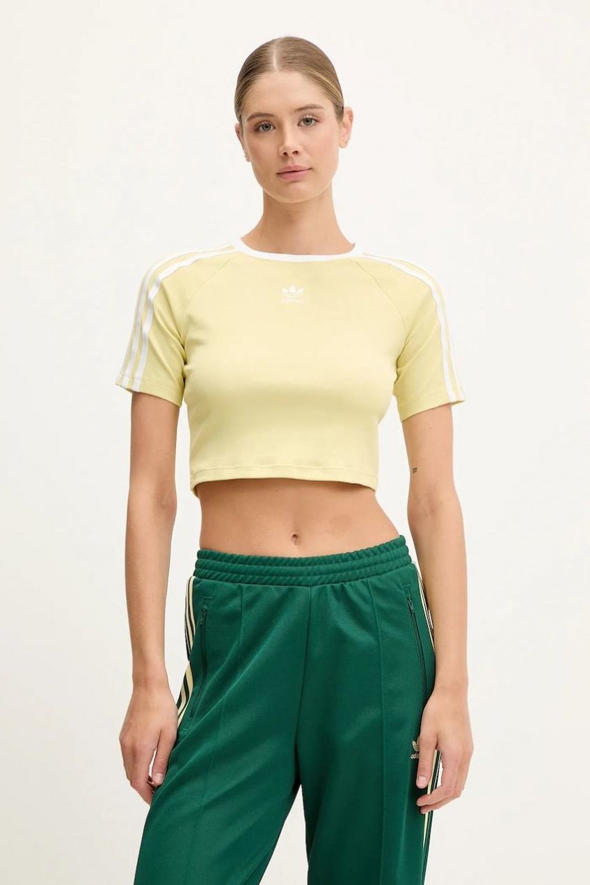Tričko adidas Originals 3-Stripes dámske, žltá farba, JD0307