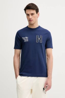 Bavlnené tričko Tommy Hilfiger pánske, tmavomodrá farba, s nášivkou, MW0MW39364