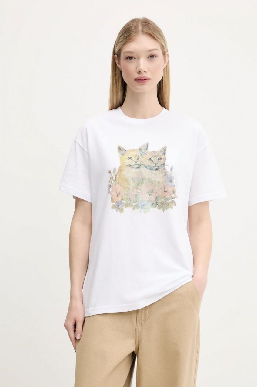 Bavlnené tričko Vans dámske, biela farba, VN000MD2WHT1