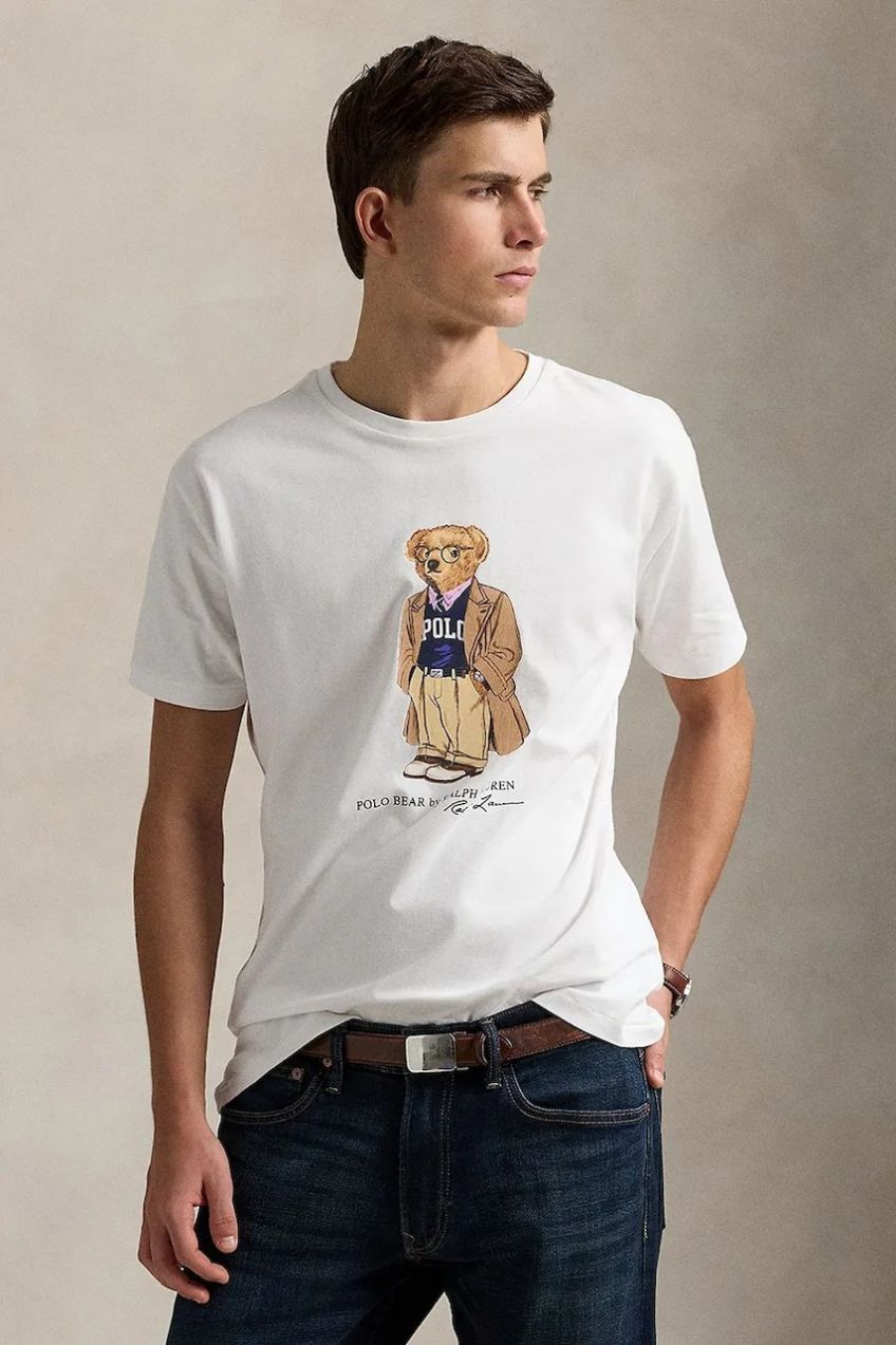 Bavlnené tričko Polo Ralph Lauren Sscncmslm1 Short Sleeve pánske, biela farba, s potlačou, 710974584