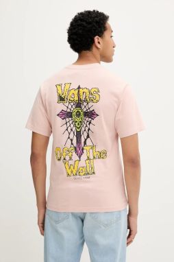 Bavlnené tričko Vans pánske, ružová farba, s potlačou, VN000NWNO3N1