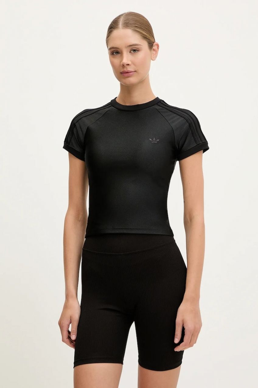 Tričko adidas Originals 3-Stripe Spandex dámske, čierna farba, JJ0908