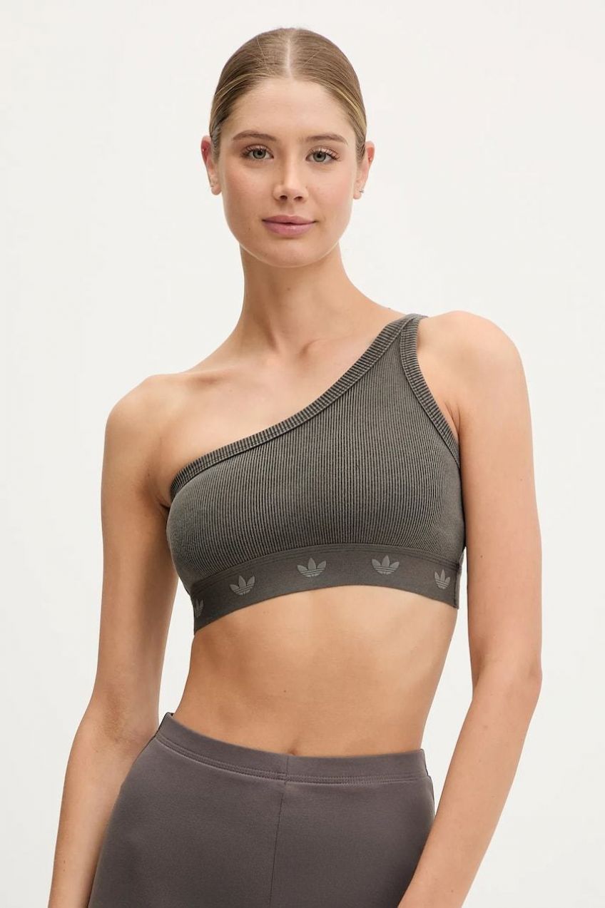 Top adidas Originals RIB BRA hnedá farba, JC7558