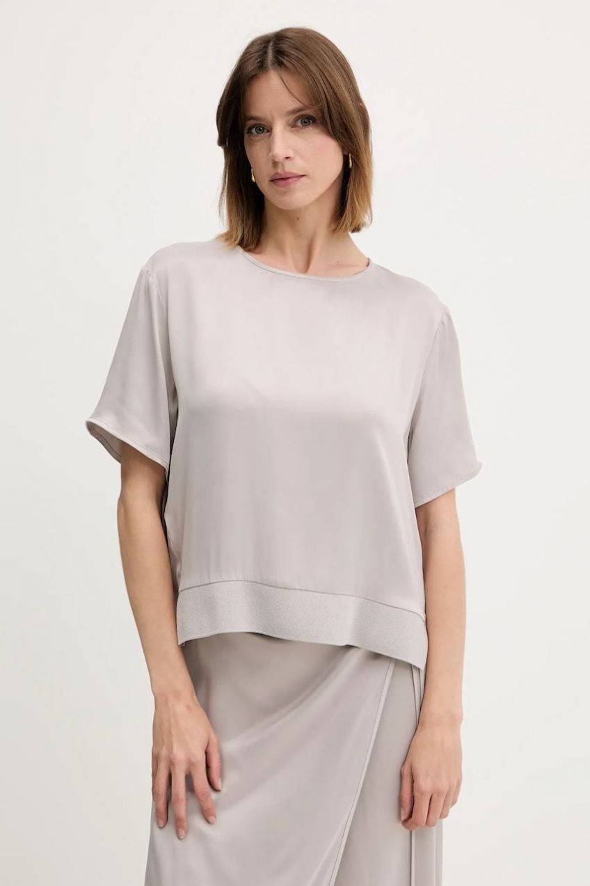 Blúzka Sisley šedá farba, jednofarebná, 52BZLQ093