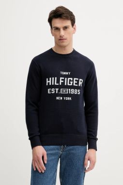 Bavlnený sveter Tommy Hilfiger tmavomodrá farba, MW0MW39533
