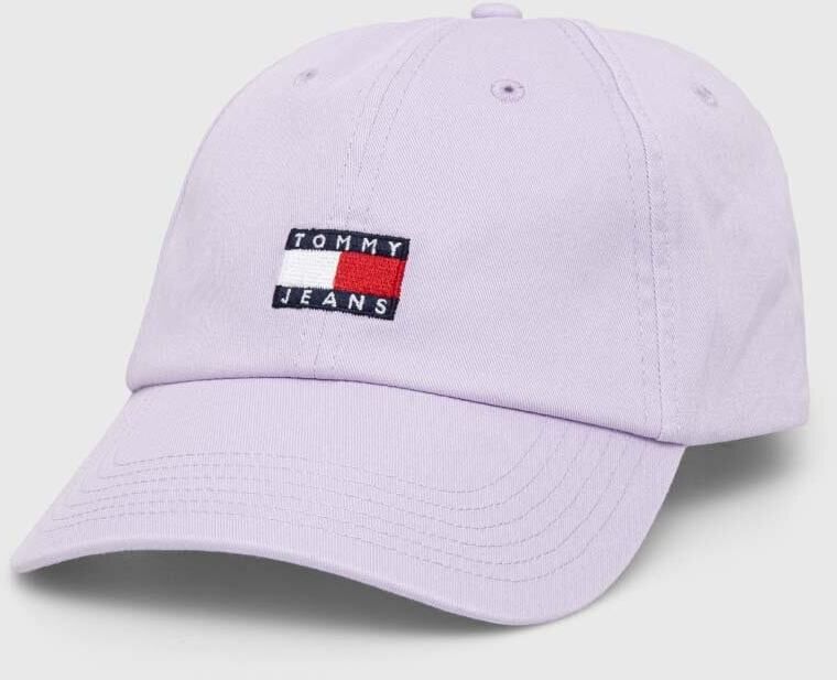 Bavlnená šiltovka Tommy Jeans fialová farba,s nášivkou,AW0AW15848