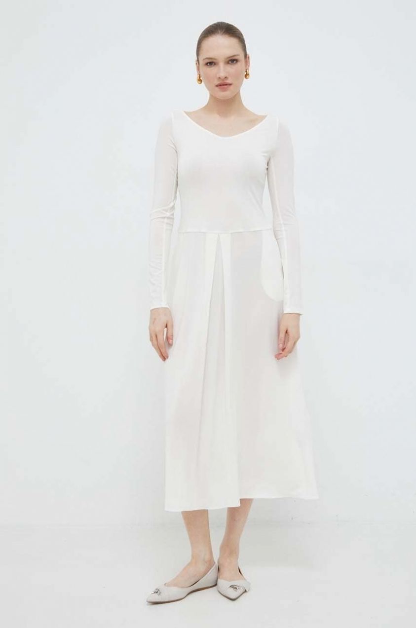 Šaty Max Mara Leisure biela farba, midi, áčkový strih, 2416621017600