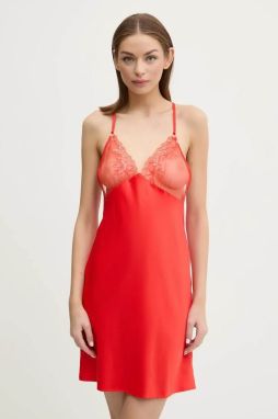 Nočná košeľa Chantelle dámska, červená farba, saténová, C22FW5