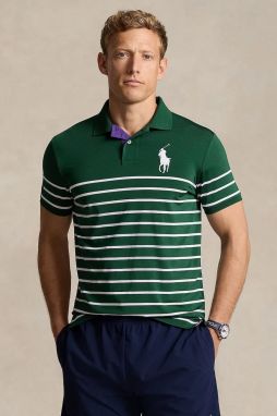 Polo tričko Polo Ralph Lauren pánske, zelená farba, vzorované, 710945874