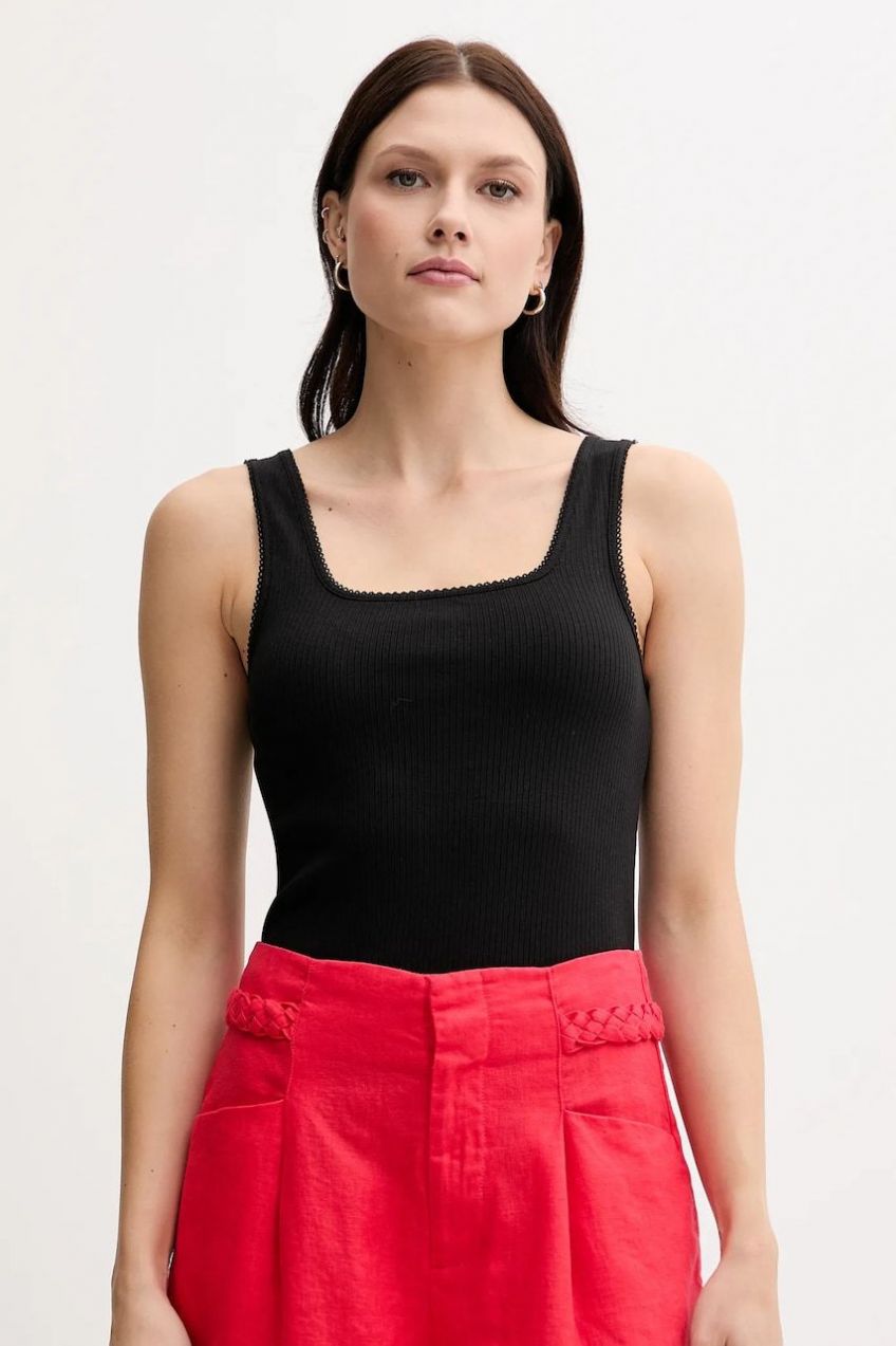 Top Tommy Hilfiger čierna farba, WW0WW45444