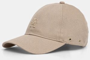 Bavlnená šiltovka Tommy Hilfiger béžová farba, jednofarebná, AW0AW16621