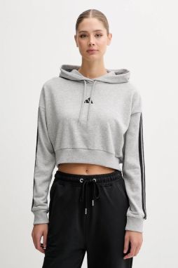 Mikina adidas Essentials šedá farba, s kapucňou, melanžová, JE0019