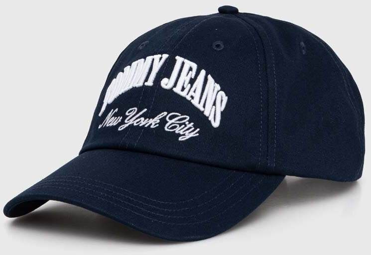 Bavlnená šiltovka Tommy Jeans tmavomodrá farba,s nášivkou,AW0AW15959