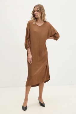Šaty Answear Lab hnedá farba, midi, oversize