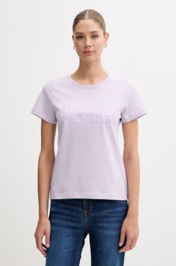 Bavlnené tričko Pepe Jeans dámske, fialová farba, PL506113