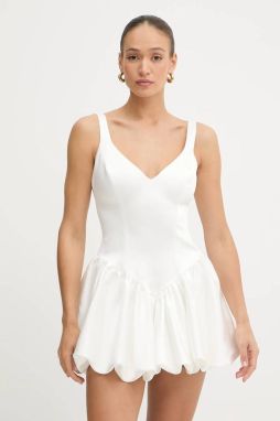 Šaty Bardot biela farba, mini, áčkový strih, 60001DB
