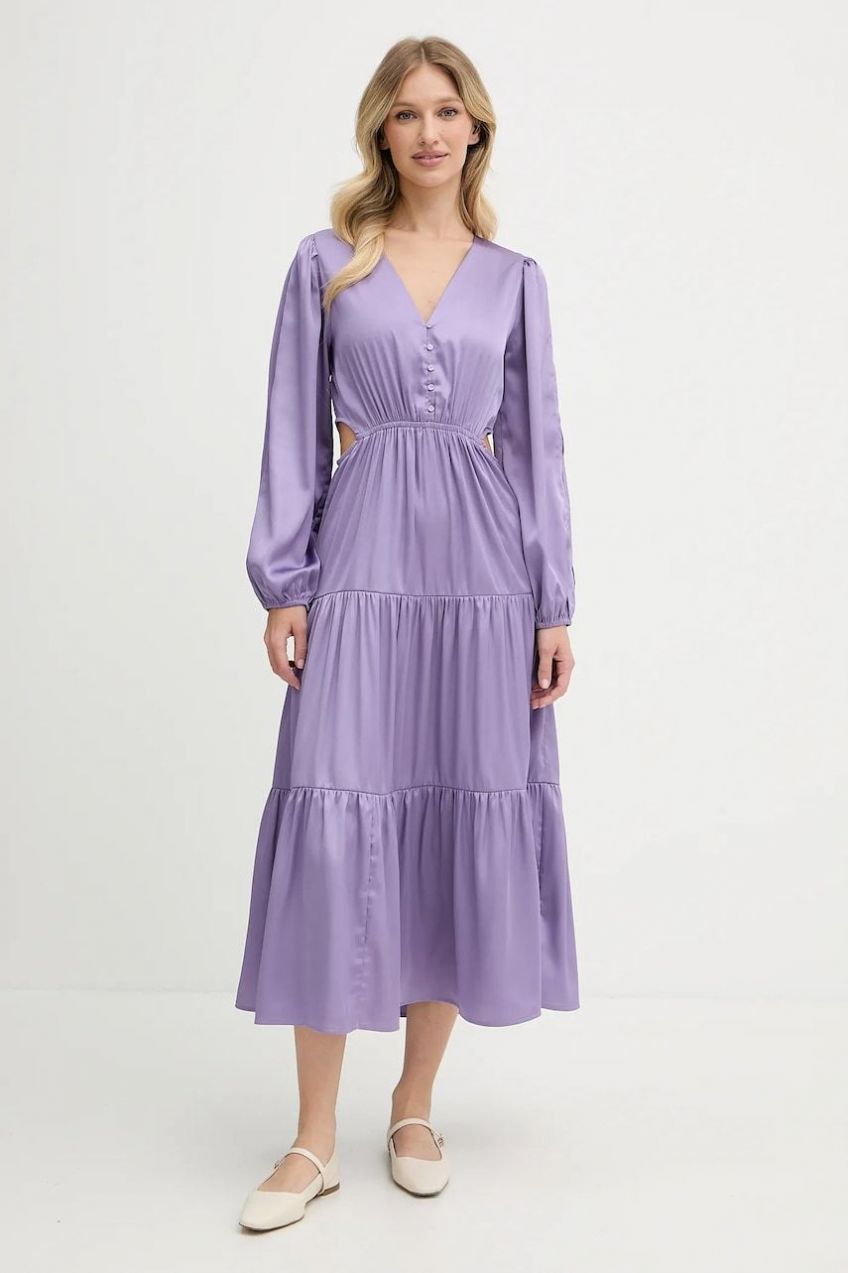 Šaty Pepe Jeans fialová farba, midi, áčkový strih, PL953760