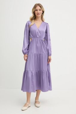 Šaty Pepe Jeans fialová farba, midi, áčkový strih, PL953760