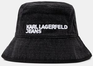 Džínsový klobúk Karl Lagerfeld Jeans čierna farba, bavlnené, A3M33107