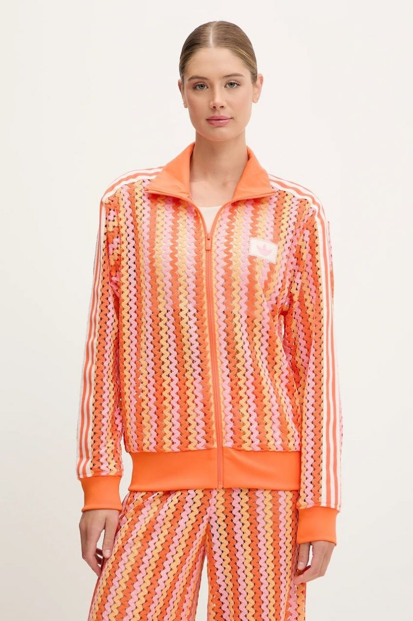 Mikina adidas Originals Firebird oranžová farba, vzorovaná, KC0748