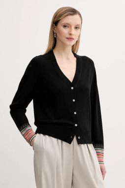 Vlnený kardigán PS Paul Smith čierna farba, ľahké, W2R-578N-T31327