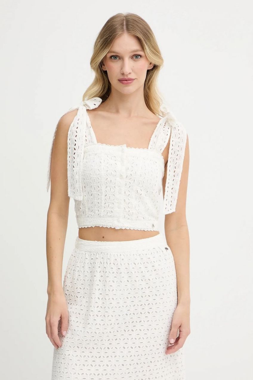 Bavlnená blúzka Pepe Jeans béžová farba, jednofarebná, PL305103