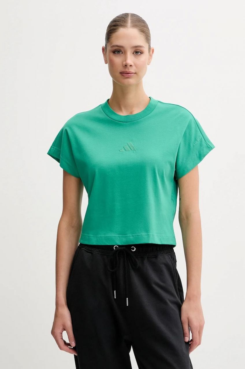 Bavlnené tričko adidas ALL SZN dámske, zelená farba, JJ1240