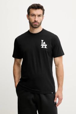 Bavlnené tričko 47 brand MLB Los Angeles Dodgers pánske, čierna farba, s potlačou, BB012TMBECT657654JK