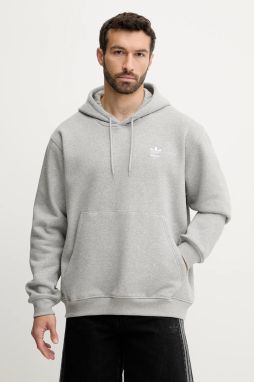 Mikina adidas Originals Essential šedá farba, s kapucňou, s potlačou, JV6057
