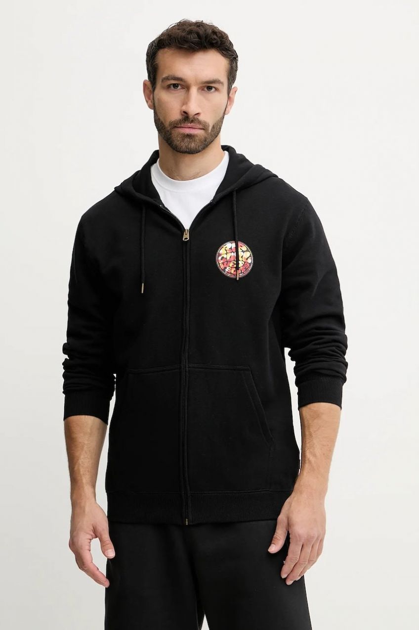 Mikina Rip Curl čierna farba, s kapucňou, s potlačou, 07EMFL