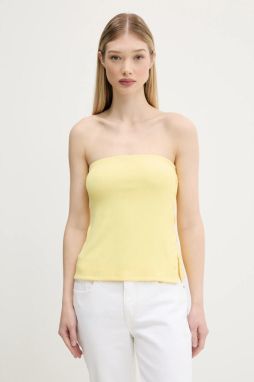 Top Abercrombie & Fitch žltá farba, holý chrbát, KI139-5567