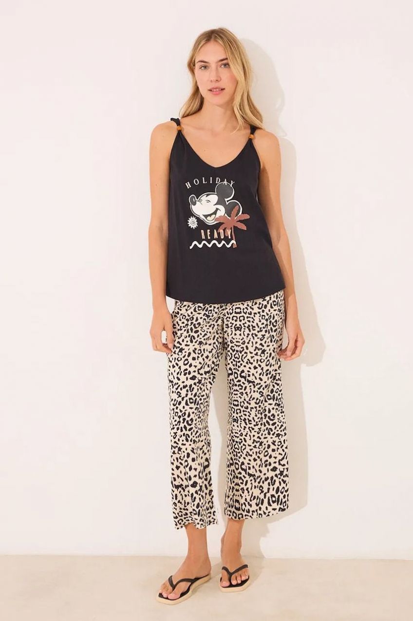 Bavlnené pyžamo women'secret MICKEY čierna farba, bavlnené, 3139914