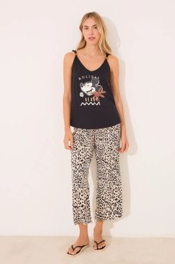 Bavlnené pyžamo women'secret MICKEY čierna farba, bavlnené, 3139914