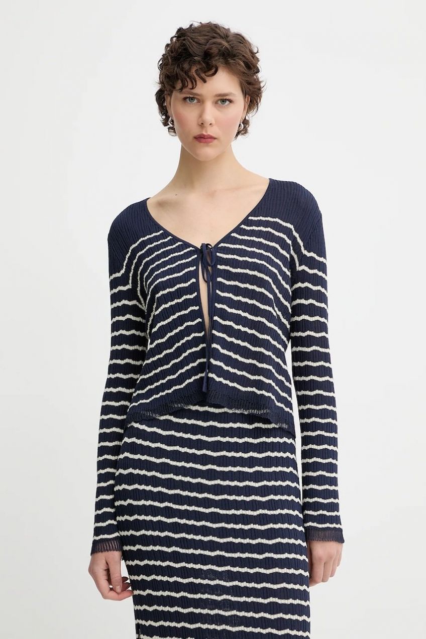 Kardigán Rag & Bone tmavomodrá farba, ľahké, WAS25P023UG23