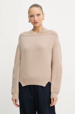 Vlnený sveter Victoria Beckham béžová farba, 1325KJU006421A