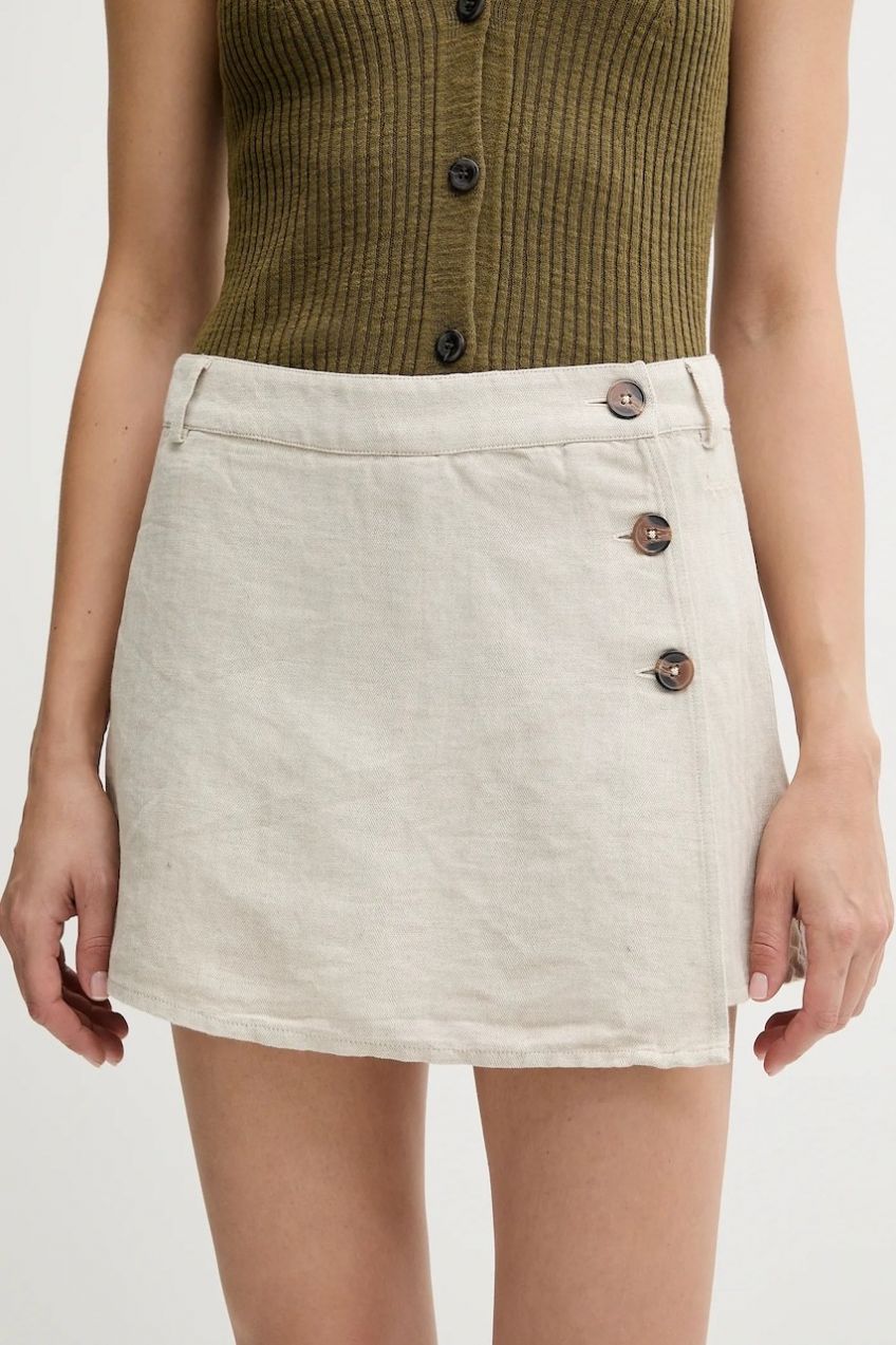 Sukňo-šortky Pepe Jeans béžová farba, jednofarebná, stredne vysoký pás, PL901224