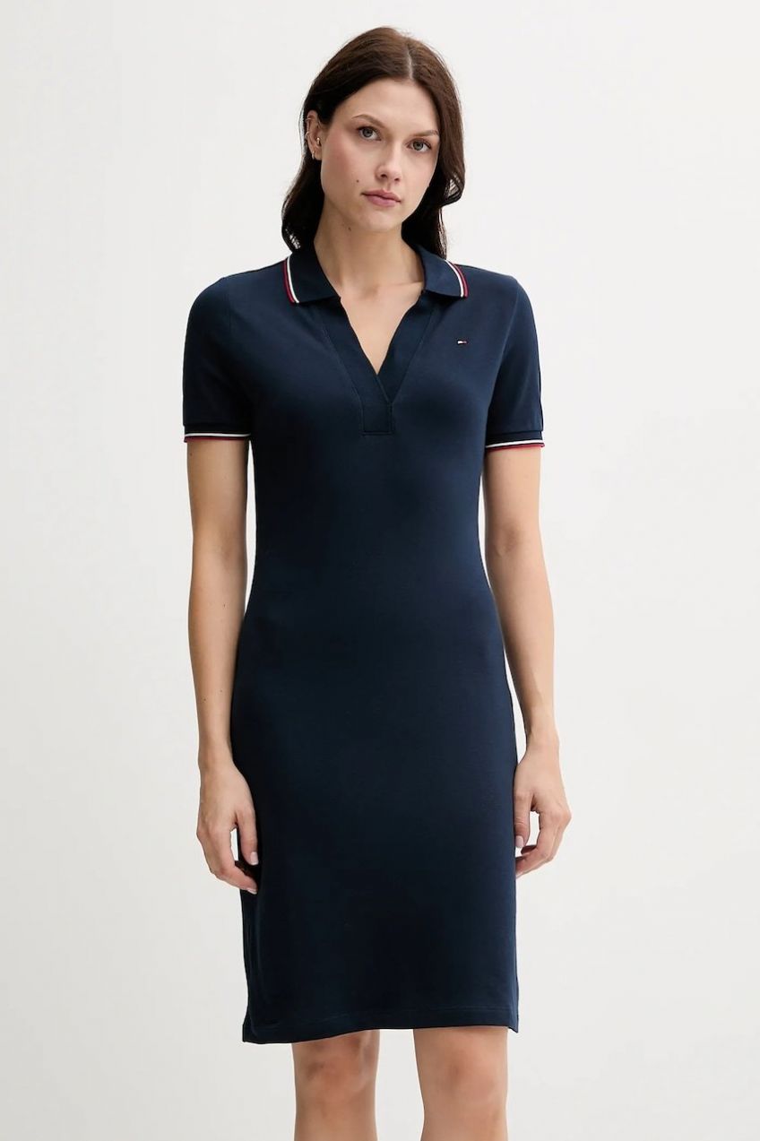 Šaty Tommy Hilfiger tmavomodrá farba, mini, priliehavé, WW0WW45740